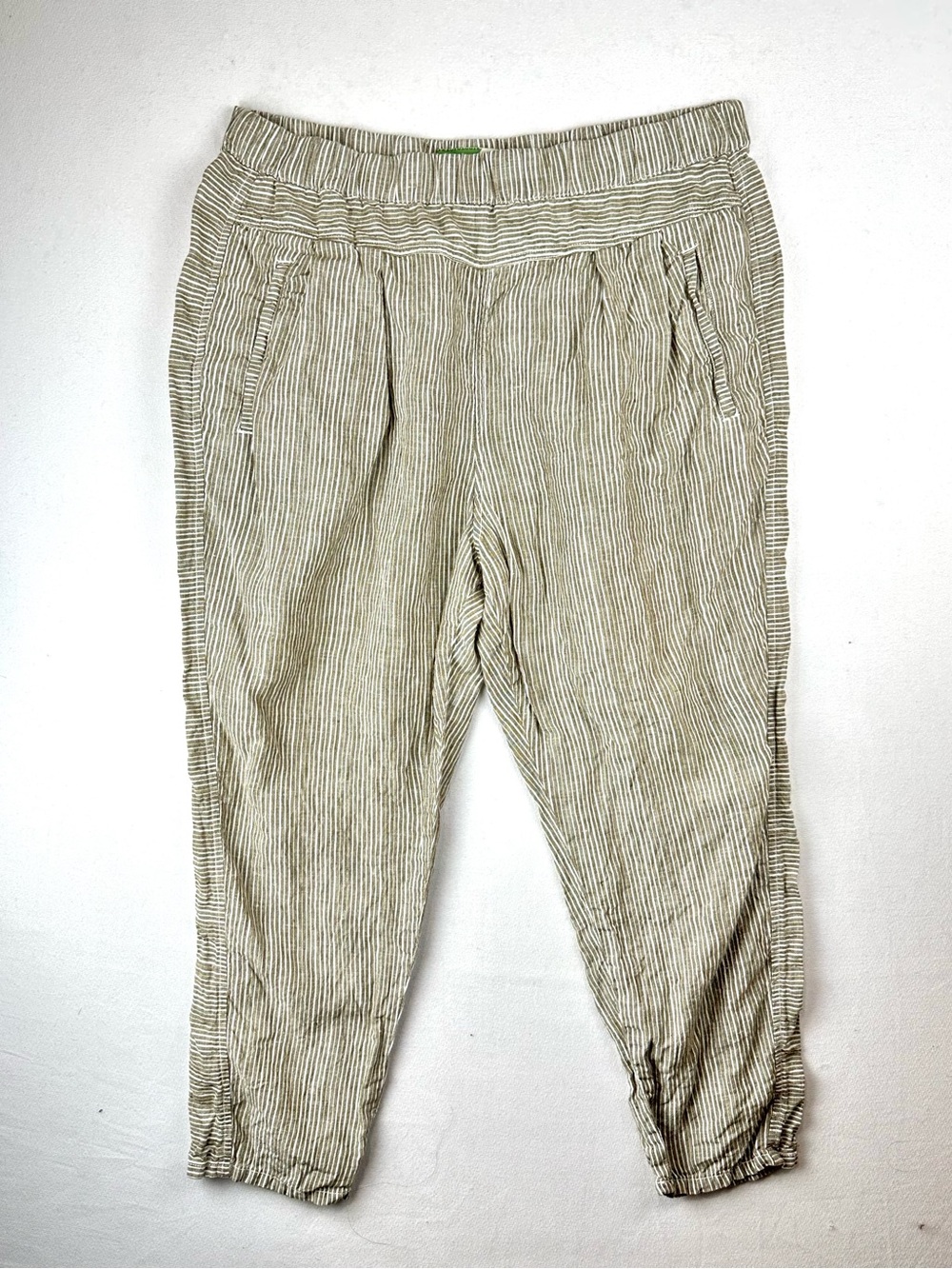 Anthropologie Linen Stripe Pull On Pants - Picture 2 of 10